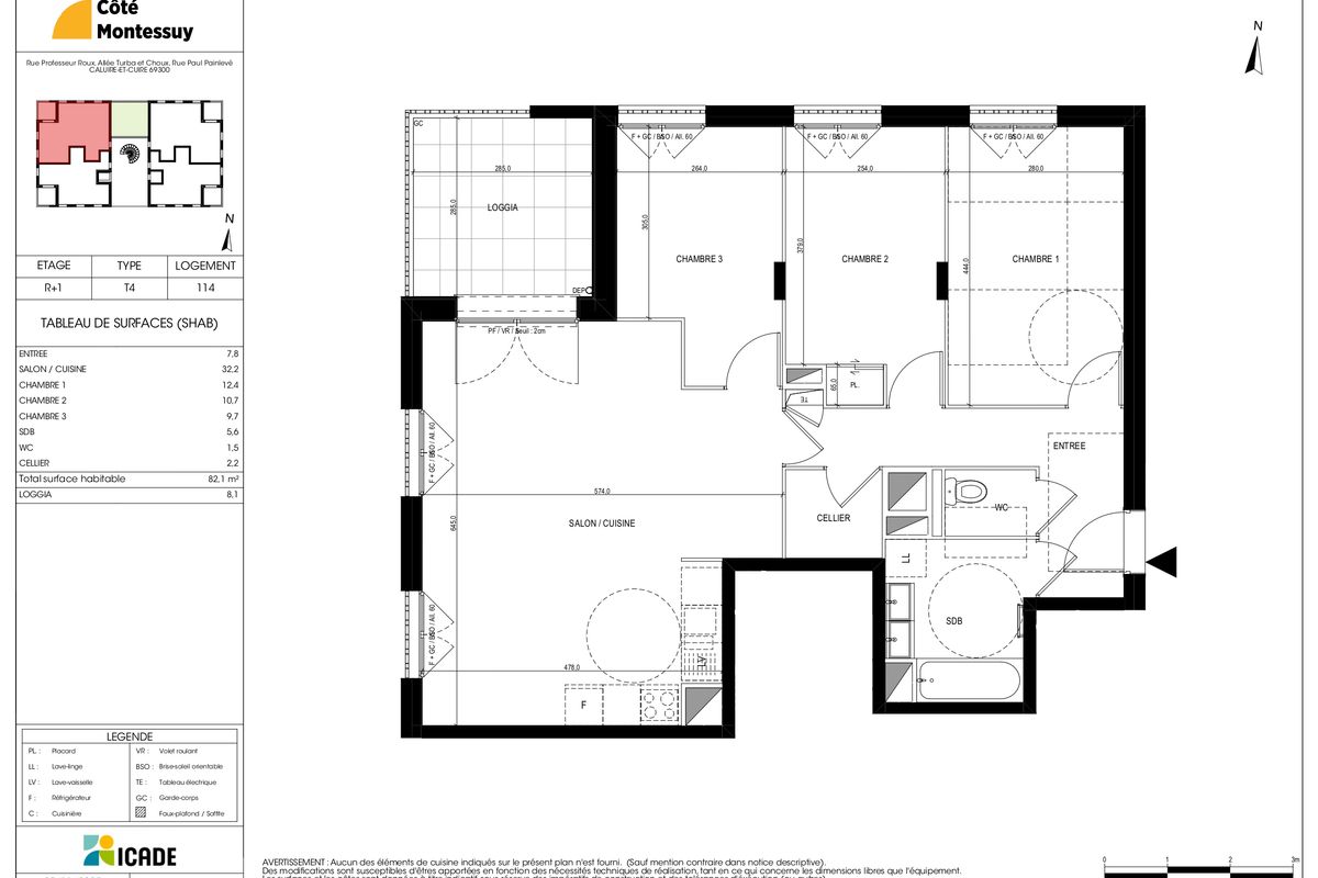 T4 de 82,1 m² - Caluire-et-Cuire au prix de vente de 269 000 €